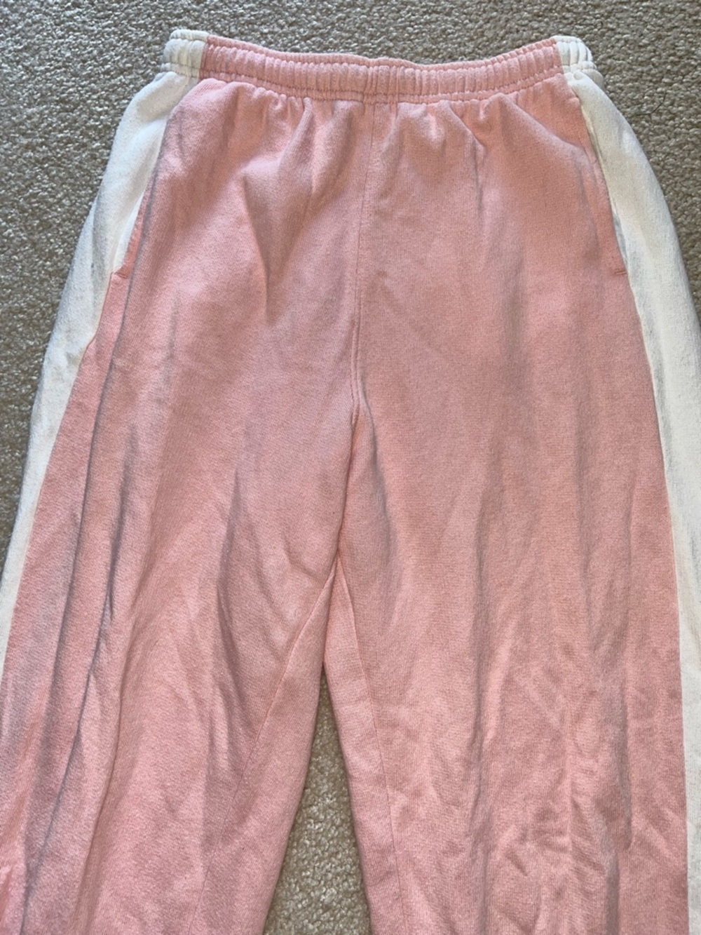 Pink Joggers with White Side Stripes - Casual Sweatpants - Picture 2 of 6